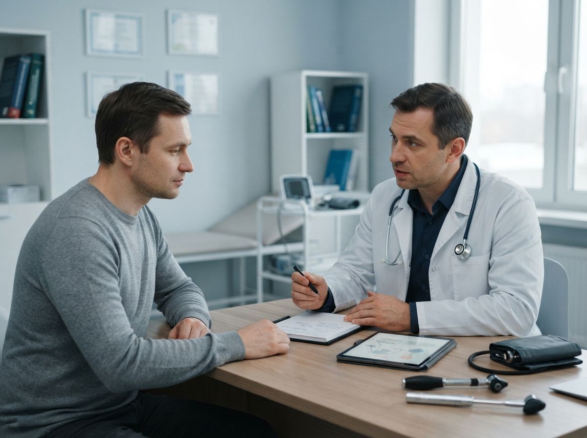 Лечение героиновой зависимости Врач беседует с пациентом на консультации